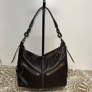 Dooney & Bourke Chocolate Brown Pebbled Leather Hobo